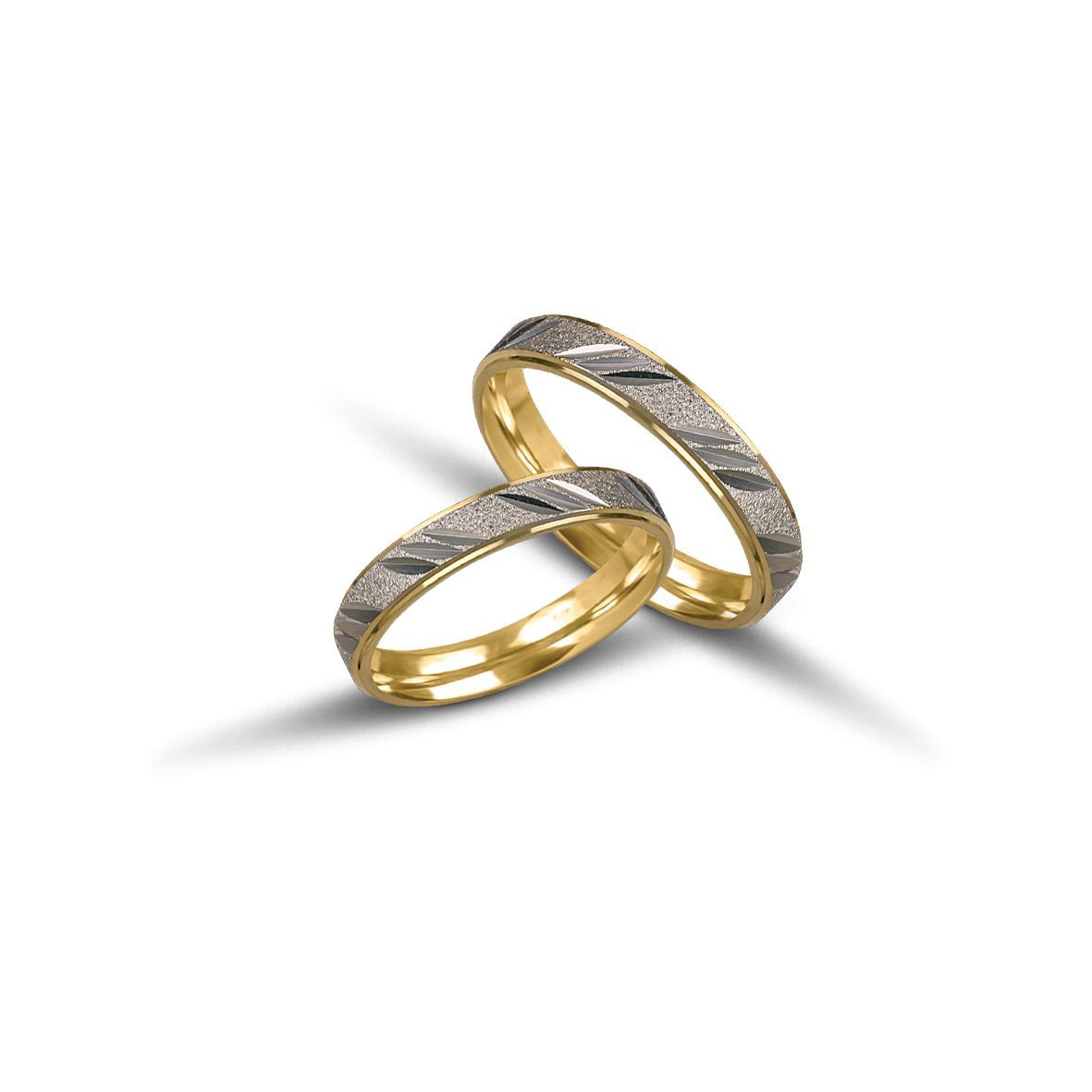 Βέρες γάμου απο λευκόχρυσο & χρυσό, 3.7mm (code VK1055/37)